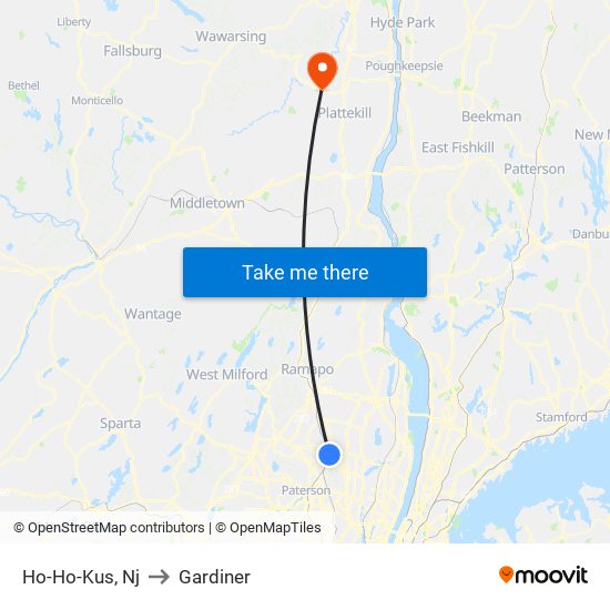 Ho-Ho-Kus, Nj to Gardiner map