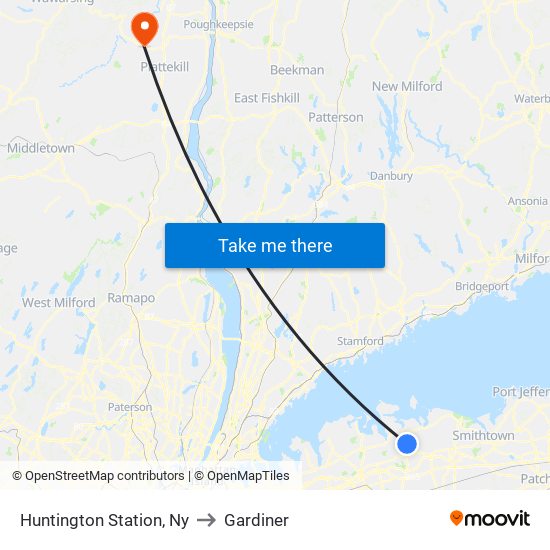 Huntington Station, Ny to Gardiner map