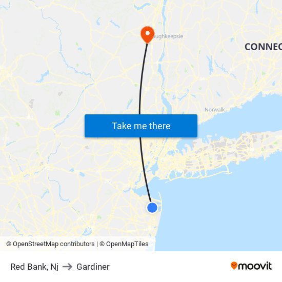 Red Bank, Nj to Gardiner map