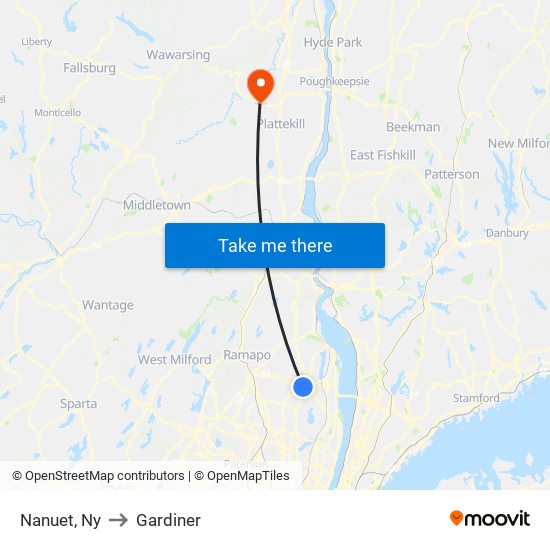 Nanuet, Ny to Gardiner map