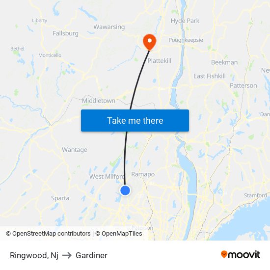 Ringwood, Nj to Gardiner map