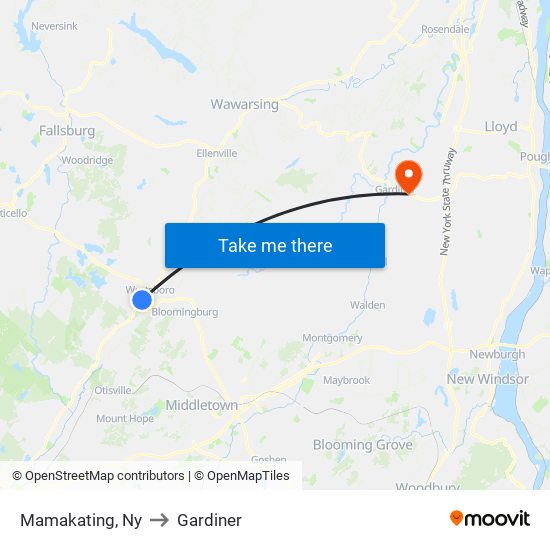 Mamakating, Ny to Gardiner map