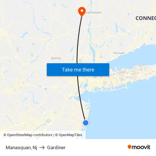 Manasquan, Nj to Gardiner map