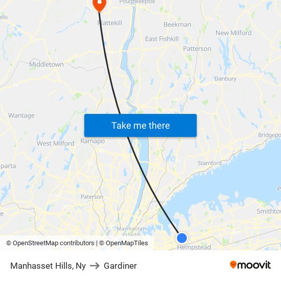 Manhasset Hills, Ny to Gardiner map