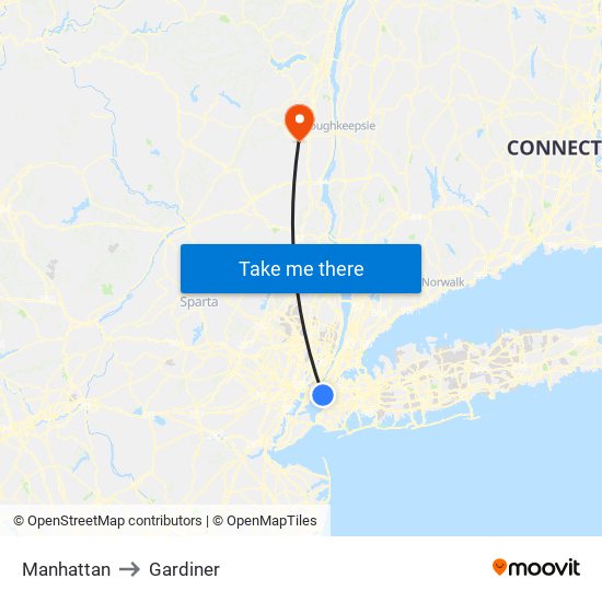 Manhattan to Gardiner map