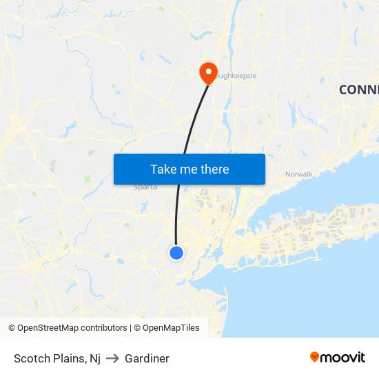 Scotch Plains, Nj to Gardiner map