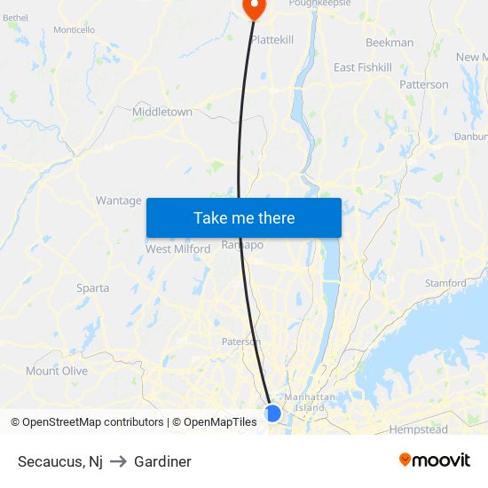 Secaucus, Nj to Gardiner map