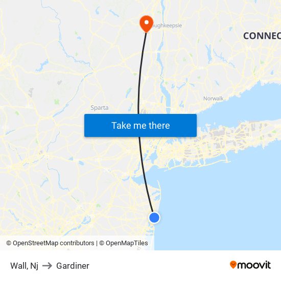 Wall, Nj to Gardiner map