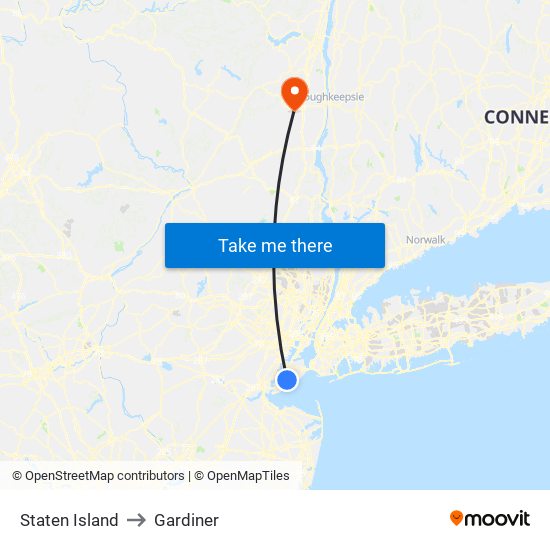 Staten Island to Gardiner map