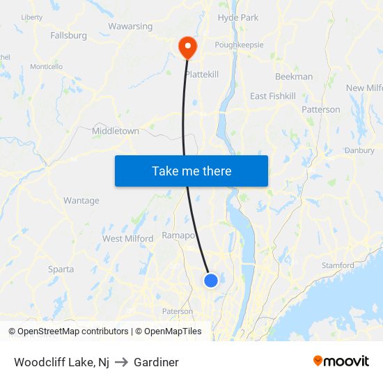 Woodcliff Lake, Nj to Gardiner map