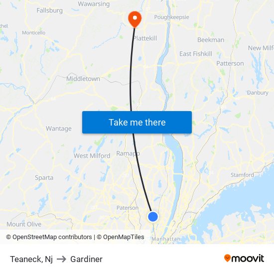 Teaneck, Nj to Gardiner map