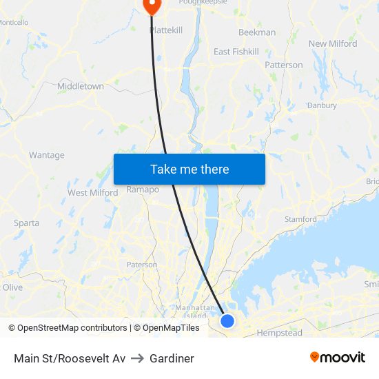 Main St/Roosevelt Av to Gardiner map