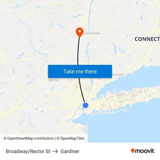 Broadway/Rector St to Gardiner map
