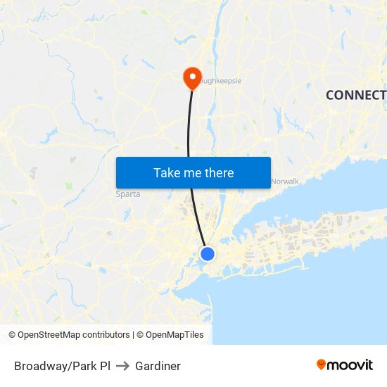 Broadway/Park Pl to Gardiner map