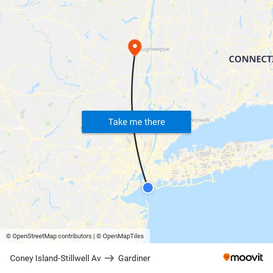 Coney Island-Stillwell Av to Gardiner map
