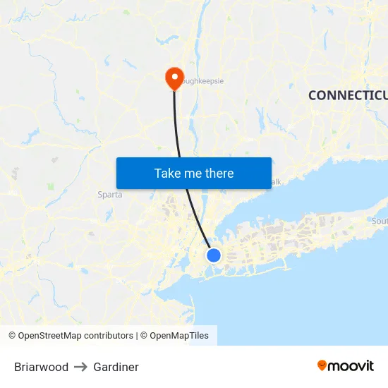 Briarwood to Gardiner map