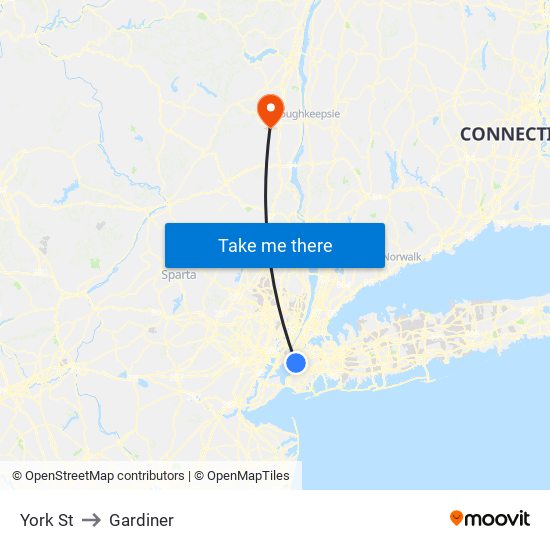 York St to Gardiner map