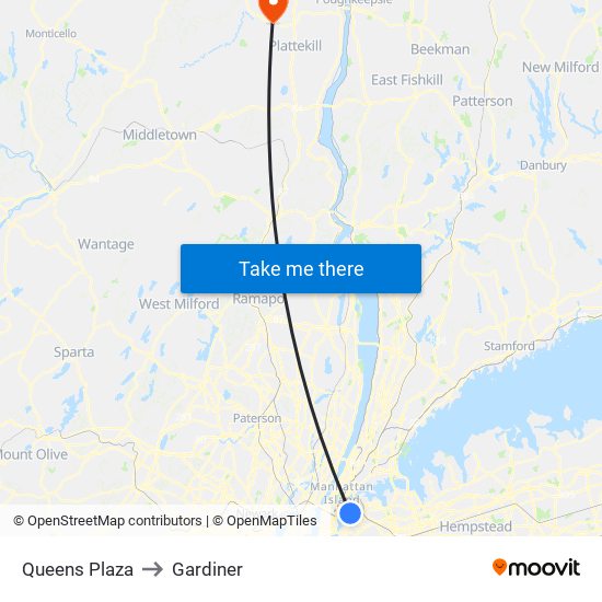 Queens Plaza to Gardiner map