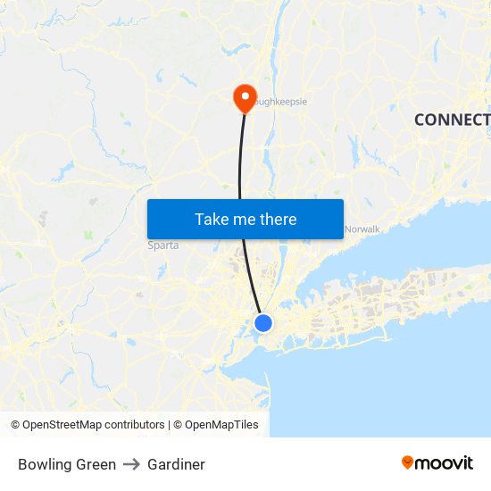 Bowling Green to Gardiner map