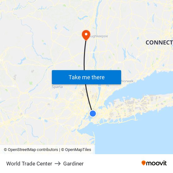 World Trade Center to Gardiner map