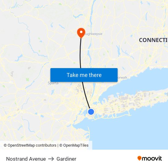 Nostrand Avenue to Gardiner map
