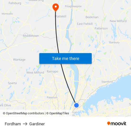 Fordham to Gardiner map