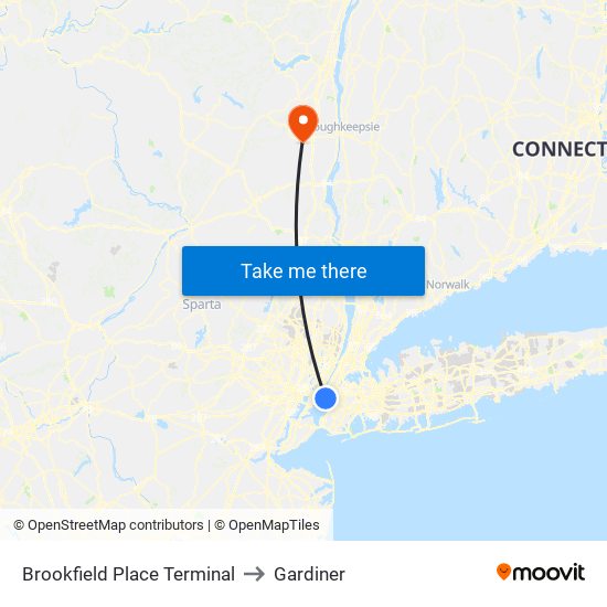 Brookfield Place Terminal to Gardiner map