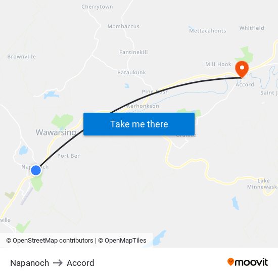 Napanoch to Accord map