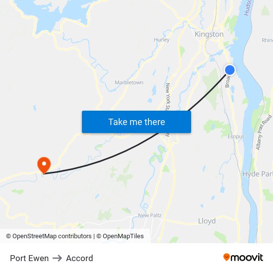 Port Ewen to Accord map