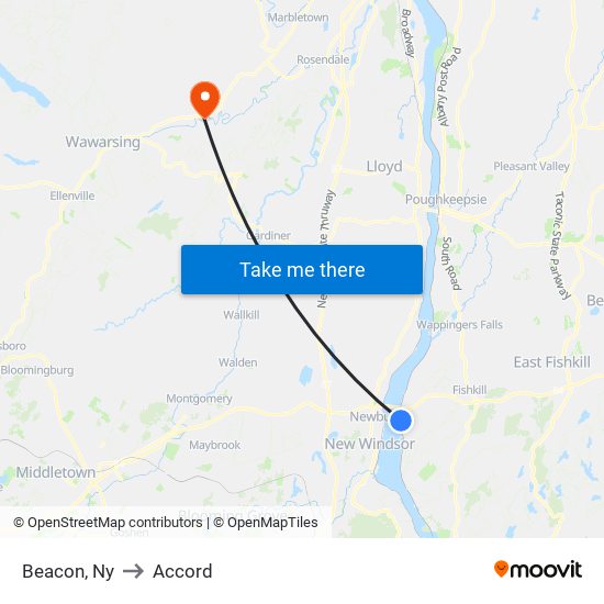 Beacon, Ny to Accord map