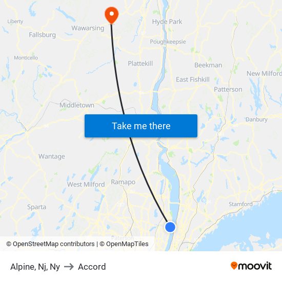 Alpine, Nj, Ny to Accord map