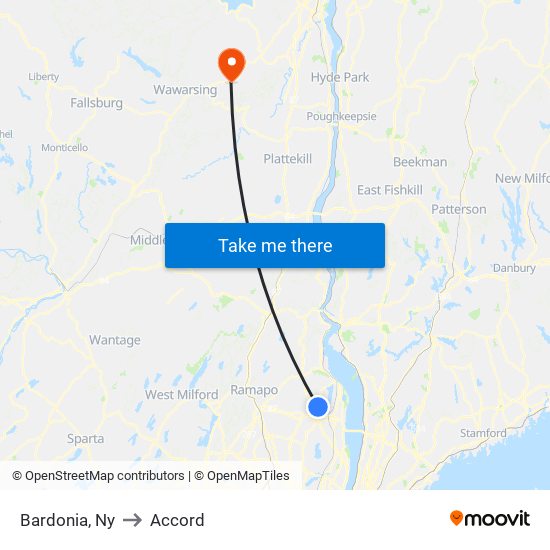 Bardonia, Ny to Accord map