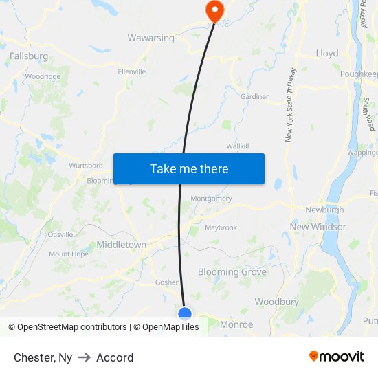 Chester, Ny to Accord map