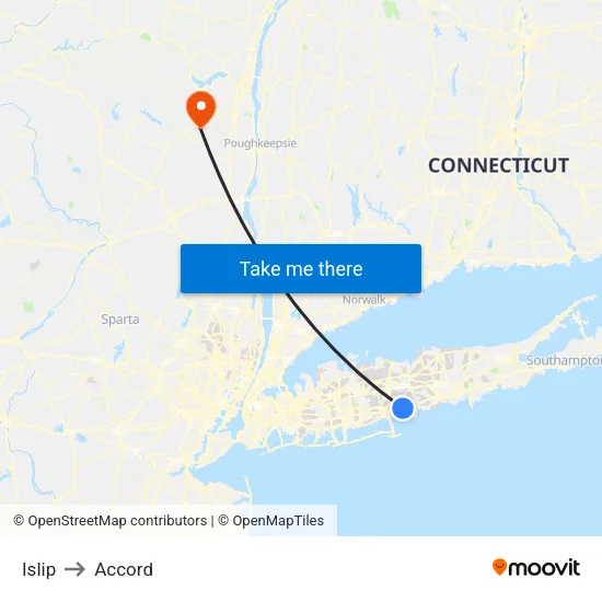 Islip to Accord map