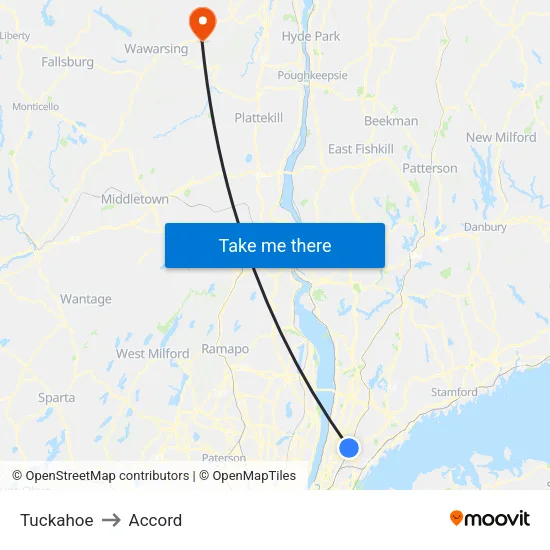 Tuckahoe to Accord map
