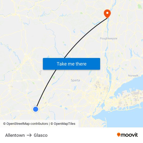 Allentown to Glasco map