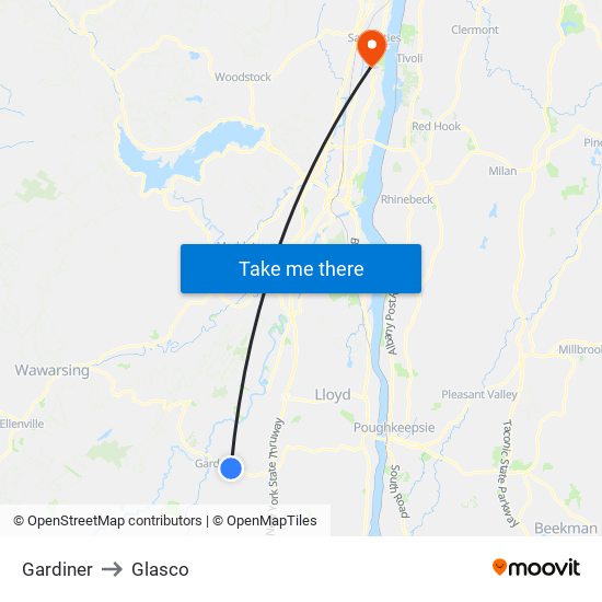 Gardiner to Glasco map