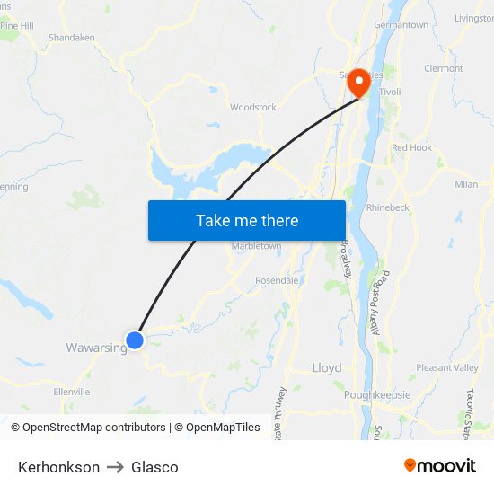 Kerhonkson to Glasco map