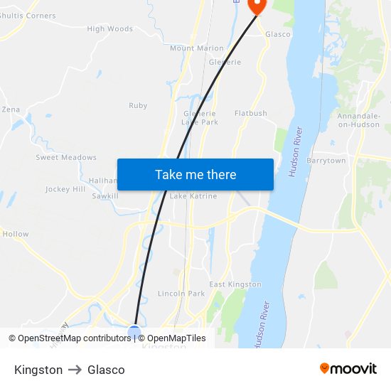 Kingston to Glasco map
