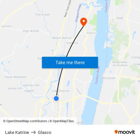 Lake Katrine to Glasco map