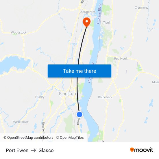 Port Ewen to Glasco map