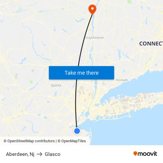 Aberdeen, Nj to Glasco map