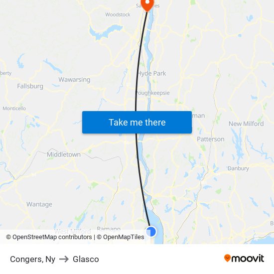 Congers, Ny to Glasco map