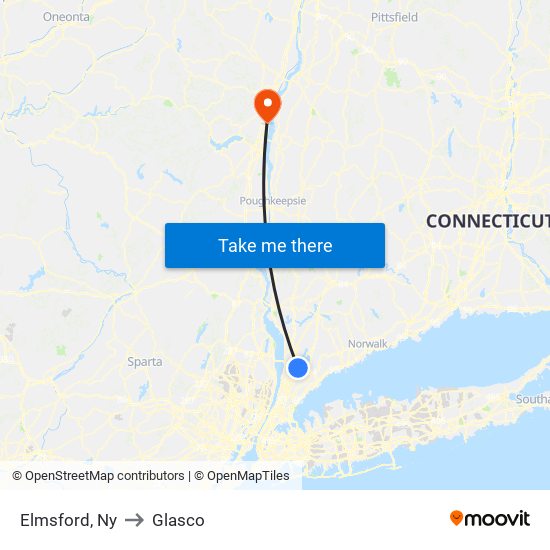 Elmsford, Ny to Glasco map