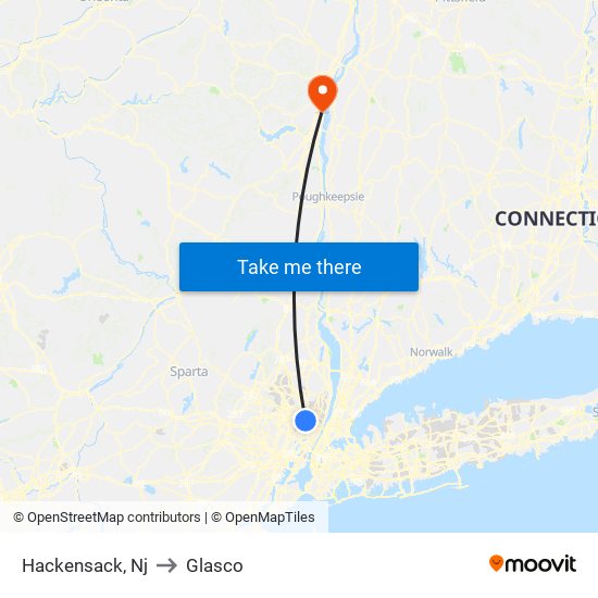 Hackensack, Nj to Glasco map