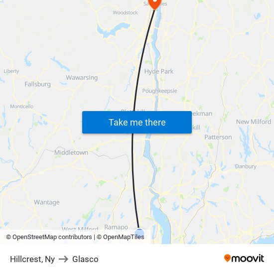 Hillcrest, Ny to Glasco map