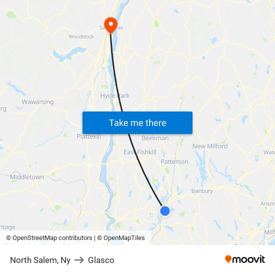 North Salem, Ny to Glasco map