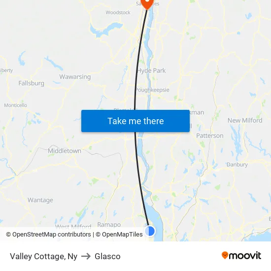 Valley Cottage to Glasco map