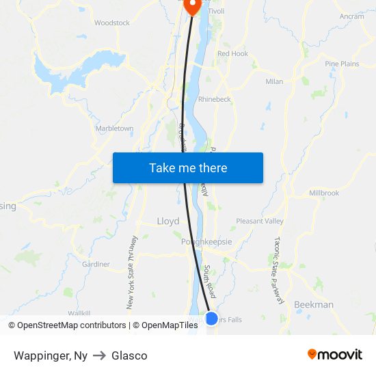 Wappinger, Ny to Glasco map