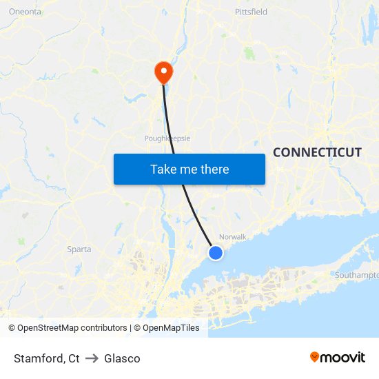 Stamford, Ct to Glasco map